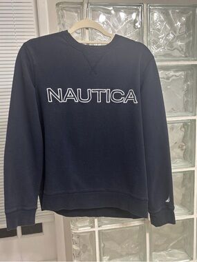 Nautica Men's Navy Crewneck with White Logo
